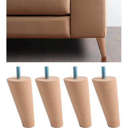 Pieds De Meubles Et Canapé En Bois Inclinés Vis M8 [Compatibles Avec Les Meubles Ikea]-Hauteur 12cm ¿ Fabriqué En Italie ¿ Avec Forme Cône ¿ Pieds Pour Armoires,Fauteuils,Lits