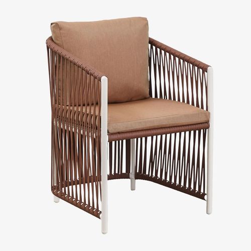 Lot De 2 Chaises De Salle À Manger Avec Accoudoirs En Aluminium Et Corde Tressée Sophie Nu Brun