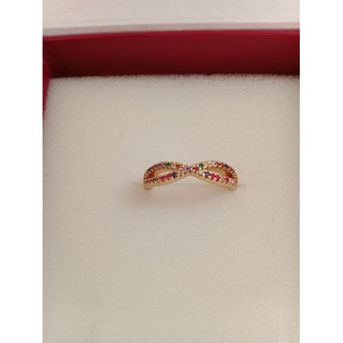 Bague Réglable Entrelacée En Plaqué Or Et Oxyde De Zirconium Multicolore