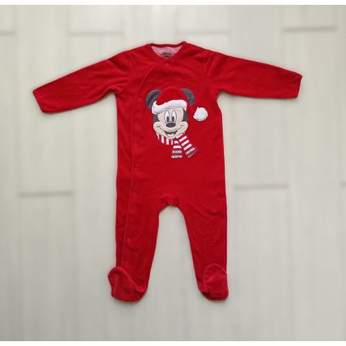 Dors Bien. Grenouillère. Pyjama Rouge. Tête De Mickey. Disney Baby. C&a. 18-24 Mois. 92 Cm
