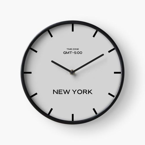 Horloge Murale Mur du monde du fuseau horaire GMT de New York - Gris=765 30cm Décoration Artistique pour Cheminée, Maison, Chambre et Bureau