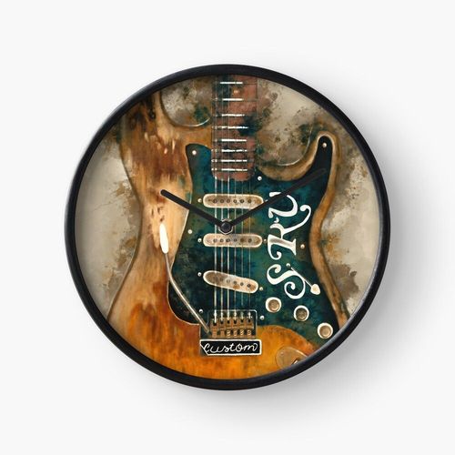 Horloge Murale La guitare électrique de Stevie Ray Vaughan=791 30cm Décoration Artistique pour Cheminée, Maison, Chambre et Bureau