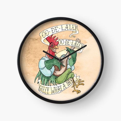 Horloge Murale Alan-A-Dale Coq OO-De-Lally Golly What A Day Tattoo Aquarelle Peinture Robin des Bois=1124 30cm Décoration Artistique pour Cheminée, Maison, Chambre et Bureau