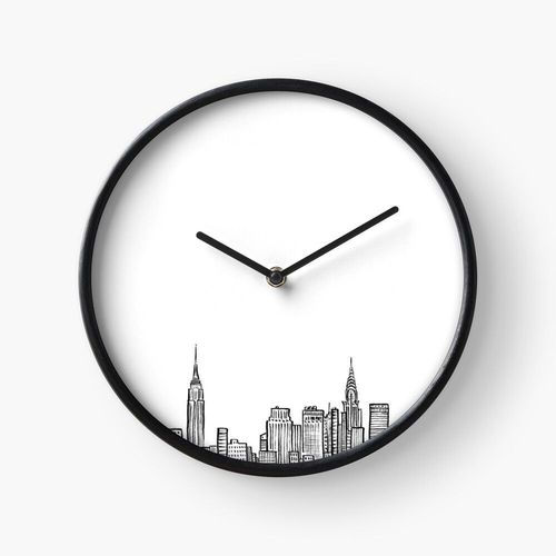 Horloge Murale Horizon de New York=2098 30cm Décoration Artistique pour Cheminée, Maison, Chambre et Bureau