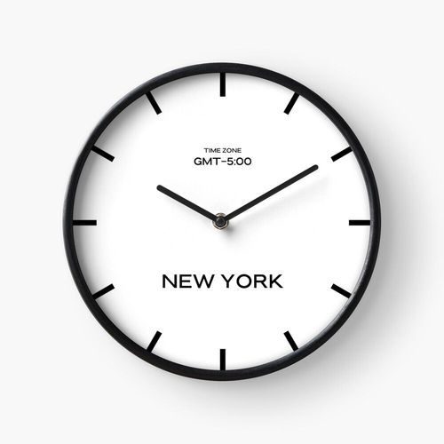 Horloge Murale Fuseau horaire GMT de New York Monde=292 30cm Décoration Artistique pour Cheminée, Maison, Chambre et Bureau