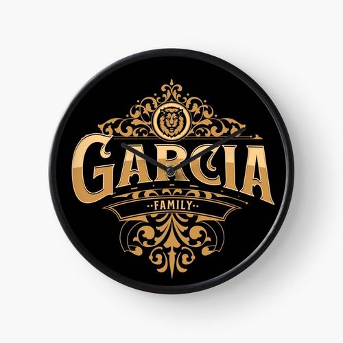 Horloge Murale Blason ou écusson de la famille Cool Vintage Garcia=2024 30cm Décoration Artistique pour Cheminée, Maison, Chambre et Bureau