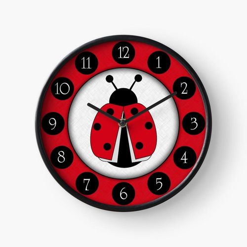 Horloge Murale Coccinelle=1639 30cm Décoration Artistique pour Cheminée, Maison, Chambre et Bureau