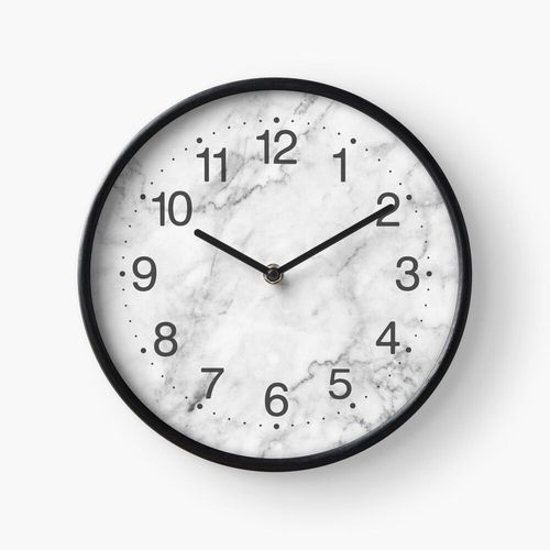 Horloge Murale Sol en marbre blanc avec texture gris foncé, marbre grec luxueux, vrai marbre=986 30cm Décoration Artistique pour Cheminée, Maison, Chambre et Bureau