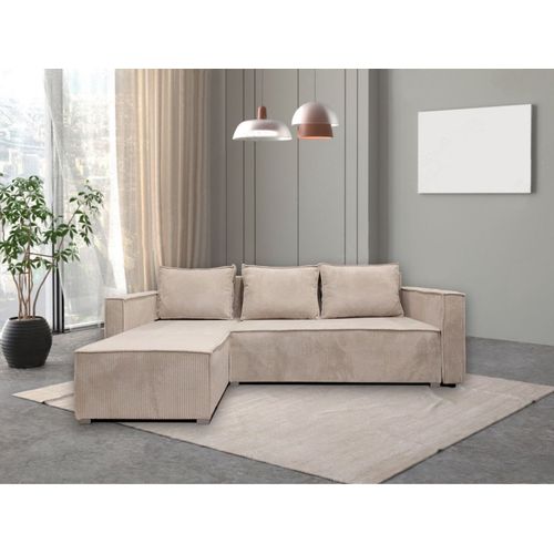 Canape Paris Pearl Convertible Angle Reversible Cotele Ecru 232x147x72cm