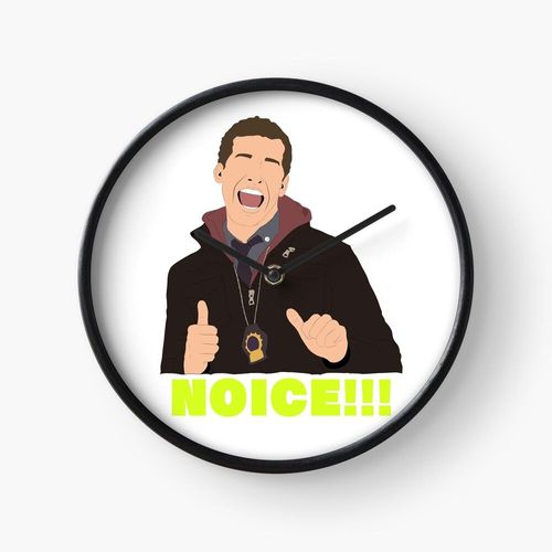 Horloge Murale Brooklyn Nine Nine Jake Peralta 'Noice' Citation Brooklyn Nine Nines Brooklyn Nine Nine t-shirt 30cm Décoration Artistique pour Cheminée, Maison, Chambre et Bureau