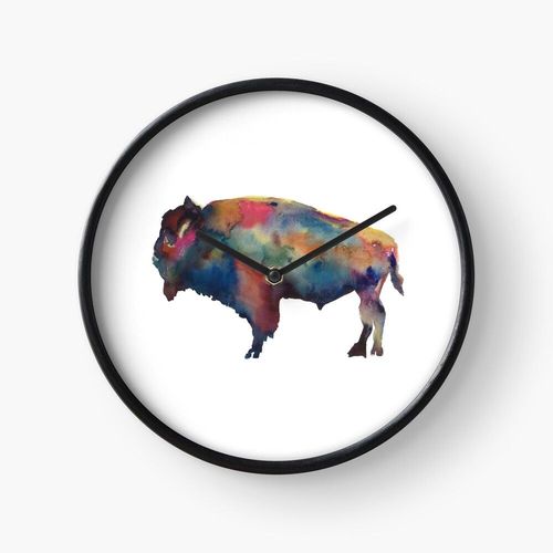Horloge Murale Buffalo, NY Aquarelle 30cm Décoration Artistique pour Cheminée, Maison, Chambre et Bureau