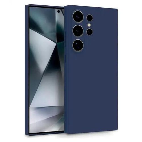 Coque Pour Samsung Galaxy S25 Ultra 5g - Housse Etui Silicone Gel Fine + Verre Trempe - Bleu Fonce