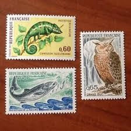 Protection De La Nature : Caméléon, Saumon Et Grand-Duc Série Complète Année 1971 N° 1692 1693 1694 Yvert Et Tellier Luxe