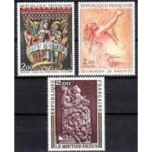 Art : Chapiteau Issoire, Charles Le Brun, Boiseries Du Moustier D'ahun Série Complète Année 1973 N° 1741 1742 1743 Yvert Et Tellier Luxe