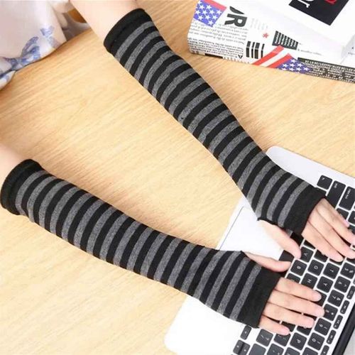 Gants Sans Doigts Pour Hommes Et Femmes,Chauffe-Mains,Manches De Bras,Mitaines Souples,Coude,Course À Pied,Hiver,Automne - Type Striped