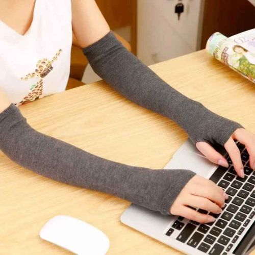 Gants Sans Doigts Pour Hommes Et Femmes,Chauffe-Mains,Manches De Bras,Mitaines Souples,Coude,Course À Pied,Hiver,Automne - Type Dark Gray