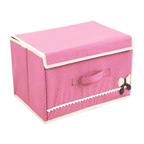 Jolie boîte Bowknot toile tissu rose & dentelle pliable 39 x 25 x 25 cm à couvercle Décoration Couvercle Panier, corbeille à linge, Housse, Rangement vêtements, Jouets...