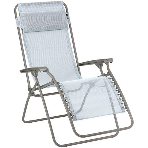 Mobilier-Fauteuil Relax Zéro Gravité Rt 2-Chaise Longue Pliante Terrasse Et Jardin-Toile Batyline Résistante-Transat Multiposition,Tout Confort,Fabriqué En France-Bleu Ciel