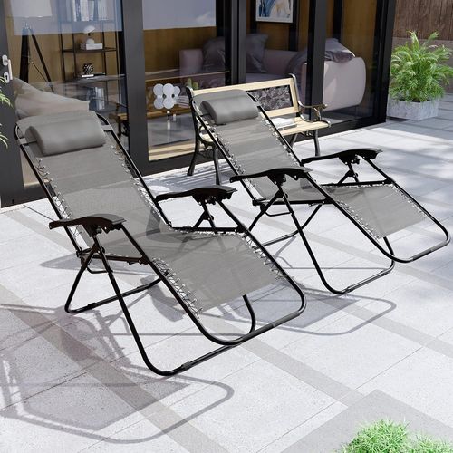 Chaise Zero Gravity Longue,Acier Allié,Gris,H 111 X W 65 X D 90 Cm Approx