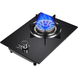 Plaque De Cuisson À Gaz 4.8Kw Plaque De Cuisson À Gaz Intégrée,Panneau En Verre Trempé Noir Épaissi De 7 Mm(Facile À Nettoyer),Avec Protection Contre L'Extinction Automatique Et Allumage Par I