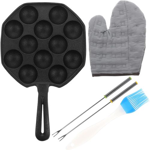 1 Jeu Plaque Barbecue Pieuvre Plaque De Cuisson Aux ?ufs De Caille Plaque De Cuisson Des Escargots Brochettes De Boulettes De Poisson Plateau D'Oeufs Plaque De Gril Black Fonte