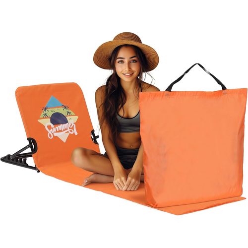 Tapis De Plage Avec Dossier-Transat Pliable 145 X 45 Cm-Clic Clac Portable Pour Plage Jardin Piscine Camping Pique-Nique-Orange