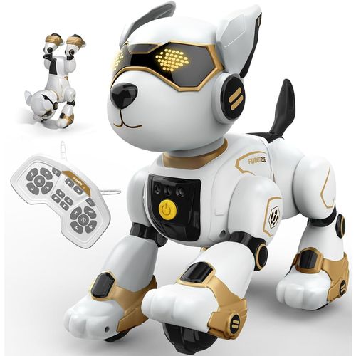 Robot Chien,Jouet Robot Rechargeable,Chien Robot Programmable Interactif Pour Enfants,Commandes Vocales,Télécommande,Détection Tactile,Pour Garçons Filles Enfants