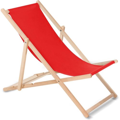 Greenblue Fauteuil De Plage Pliant En Hetre Classique Lit De Plage(Rouge)