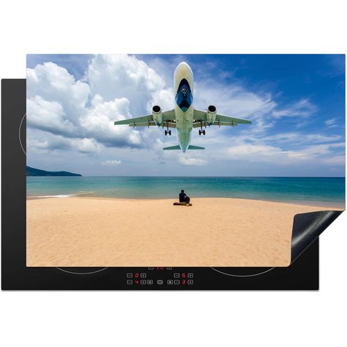Protège-Plaque À Induction-Plaque Protection Vitrocéramique Induction-Vinyl-Plage-Mer-Avion-77X51 Cm-Couvre Plaque De Cuisson-Accessoires De Cuisine