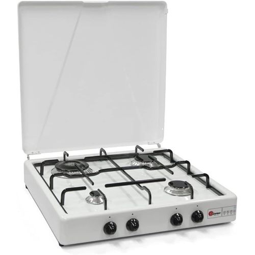 Parker 542Cbgp/C Réchaud À Gaz Gpl 4 Feux,Plaque De Cuisson Avec Brûleur Double Couronne 3,5 Kw,Fabriqué En Italie