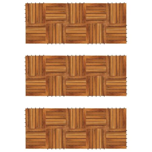 Tuiles de terrasse modèle vertical 30 x 30 cm acacia 30 pcs
