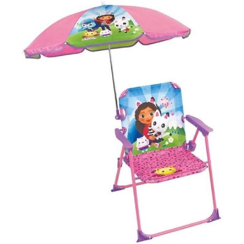 Mobilier De Jardin - Fun House - Chaise Pliante Gabby Et La Maison Magique H.53 X L.38.5 X P.37.5 Cm Avec Parasol 65 Cm