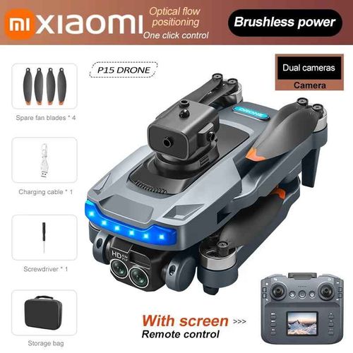 Xiaomi-Drone Professionnel P15 Max,8k,Aérien,Hd,Évitement D'obstacles,Grand Écran,Télécommande,Pliable,Moteur Sans Balais - Type P15 Max-8k-Black