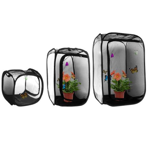 Mini Boîte d'Alimentation Noire pour Insectes,Pliable,en Maille,pour Plante et Serre - Type M