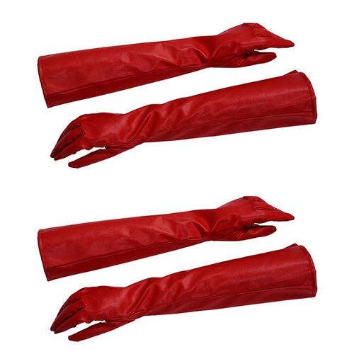 2 Paire De En Cuir Pu En Couleur Rouge Longs Elegant Pour Les Femmes