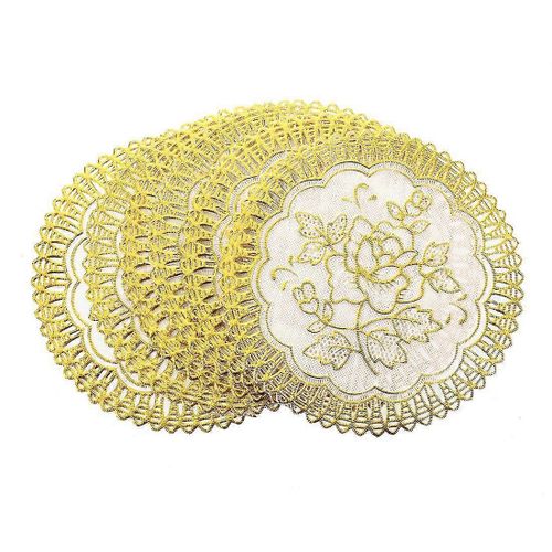 6 Exquis Ton Or Fleur Salle À Manger Table Sous-Verres Ensemble