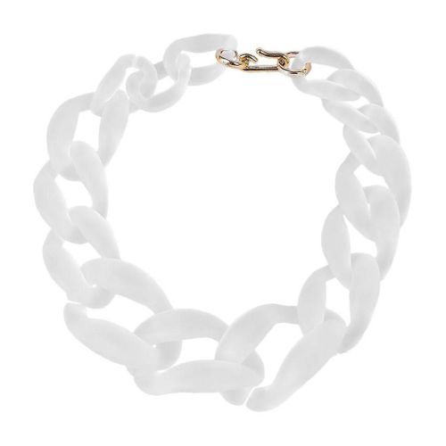Grand Collier Chaîne En Plastique Blanc Givré