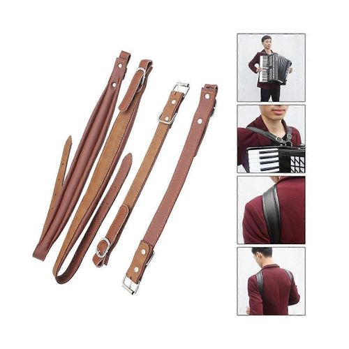 Sangle Accordéon En Cuir Étanche Réglable 16 Bass-120 Bass Accordéon Bandoulière Universelle (Marron)