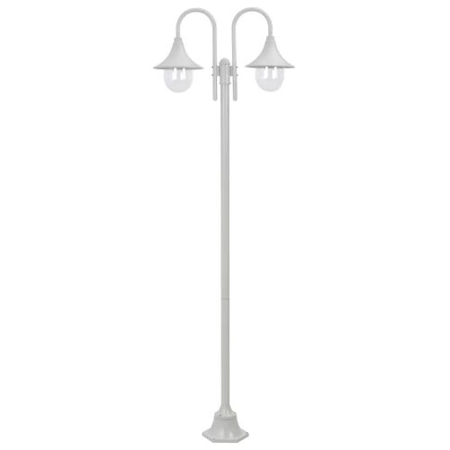 Lampadaire De Jardin E27 220 Cm Aluminium 2 Lanternes Blanc