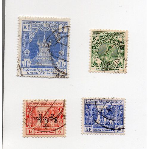 Burma- Lot De 4 Timbres Oblitérés Divers