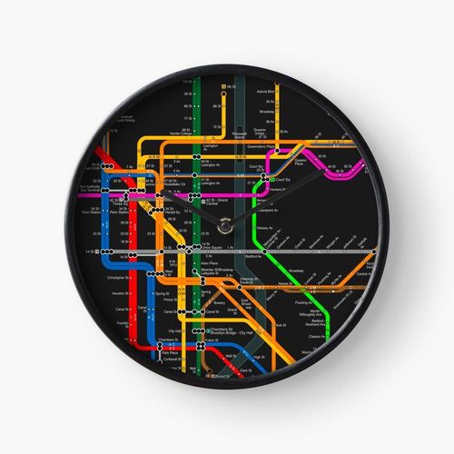 Horloge Murale Plan du métro sombre de New York 30cm Décoration Artistique pour Cheminée, Maison, Chambre et Bur