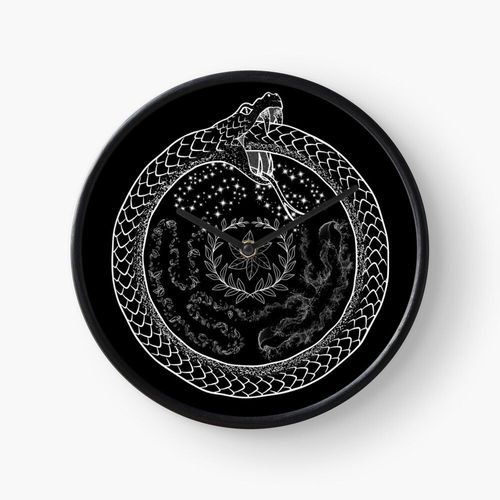 Horloge Murale Roue d'Hécate Hécate Strophalos Ouroboros Sorcière païenne 30cm Décoration Artistique pour Cheminée, Maison, Chambre et