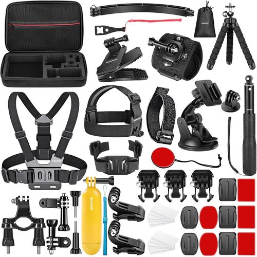 NEEWER 50 en 1 Kit d'accessoires pour Caméra d'Action Compatible avec GoPro Hero 12 11 10 9 DJI OSMO 4 3 2 Insta360 X3 X2 GO 3 SJCAM DBPOWER AKASO VicTsing APEMAN WiMiUS QUMOX Lightdow Campark Sony DV