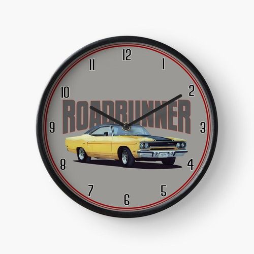 Horloge Murale Roadrunner jaune 30cm Décoration Artistique pour Cheminée, Maison, Chambre et Bure