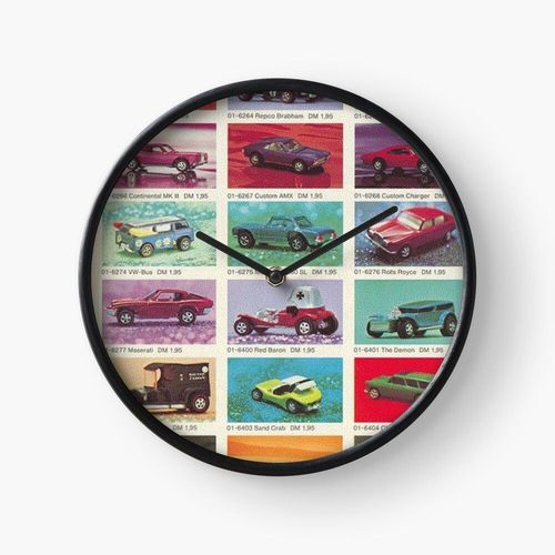 Horloge Murale 1973 Affiche du concessionnaire allemand Hot Wheels Redline 30cm Décoration Artistique pour Cheminée, Maison, Chambre et Bure