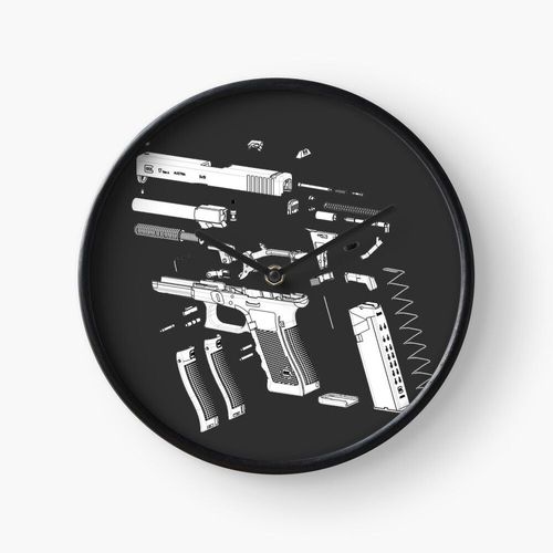 Horloge Murale Vue éclatée du pistolet G17 30cm Décoration Artistique pour Cheminée, Maison, Chambre et Bu