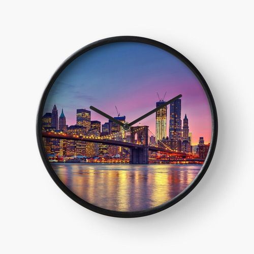 Horloge Murale NEW-YORK 30cm Décoration Artistique pour Cheminée, Maison, Chambre et Bure