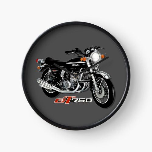 Horloge Murale Suzuki GT 750 des années 70 refroidie par liquide par MotorManiac 30cm Décoration Artistique pour Cheminée, Maison, Chambre et Bur
