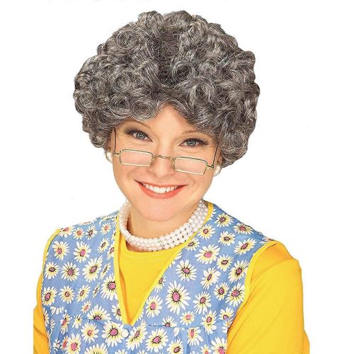 Silver Adult Momma Old Lady Costume Perruque Granny