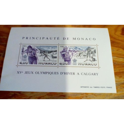 Timbre Poste Monaco Jeux Olympique D'hiver - Calgary